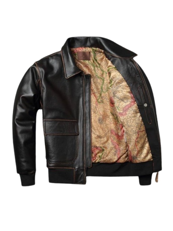 Men's Black Aviator Retro Leather Jacket