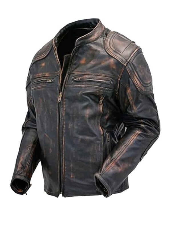 Sale of Elite Men's Brown Harley Cafe Racer Cowhide Leather Jacket