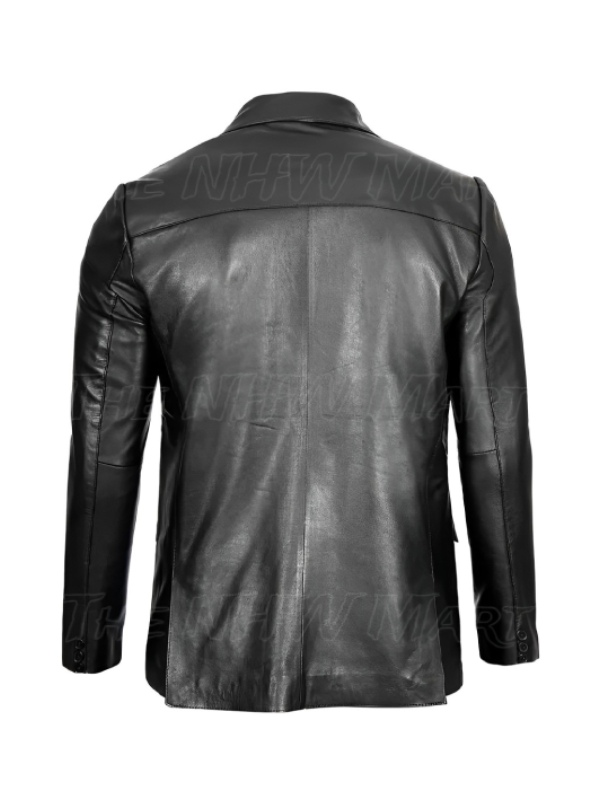 Men's Lambskin Leather Blazer in Black