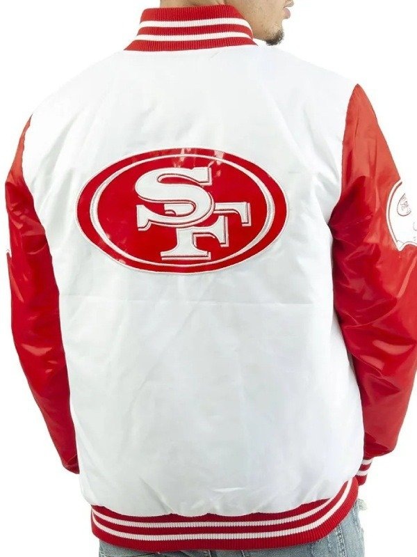 San Francisco 49ers Satin Jacket in White and Red