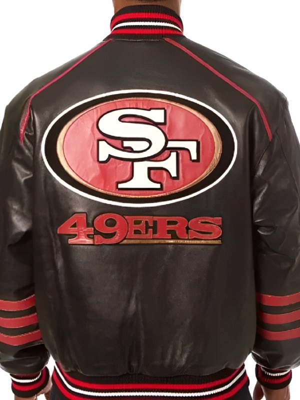 NFL San Francisco 49ers Black Leather Jacket by JH Design