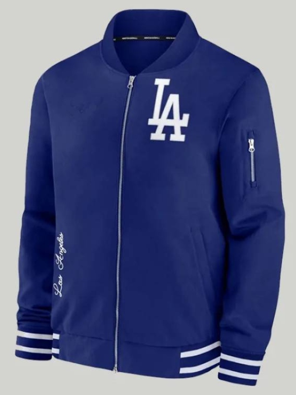 Blue Bomber Jacket, Full Zip, Los Angeles Dodgers