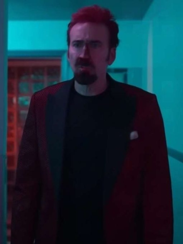 Nicolas Cage Emotional Support for the Devil Red Coat