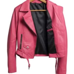 Barbie Doll Pink Motorbike Leather Jacket for Women
