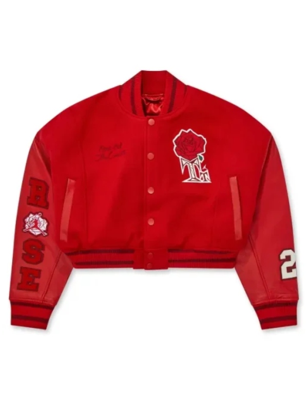 Teyana Taylor x Jordan Red Cropped Varsity Jacket